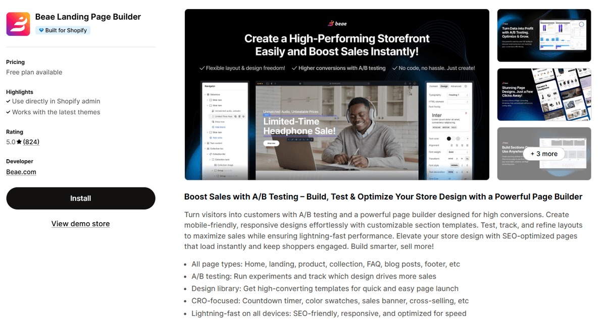 Beae Landing Page Builder