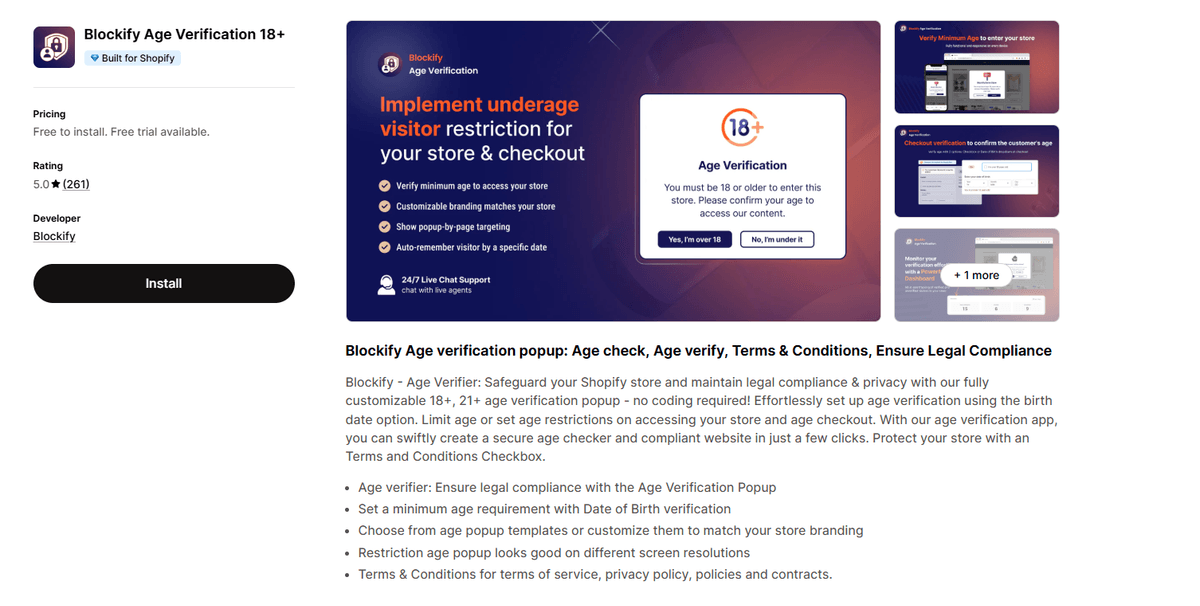 Blockify Age Verification