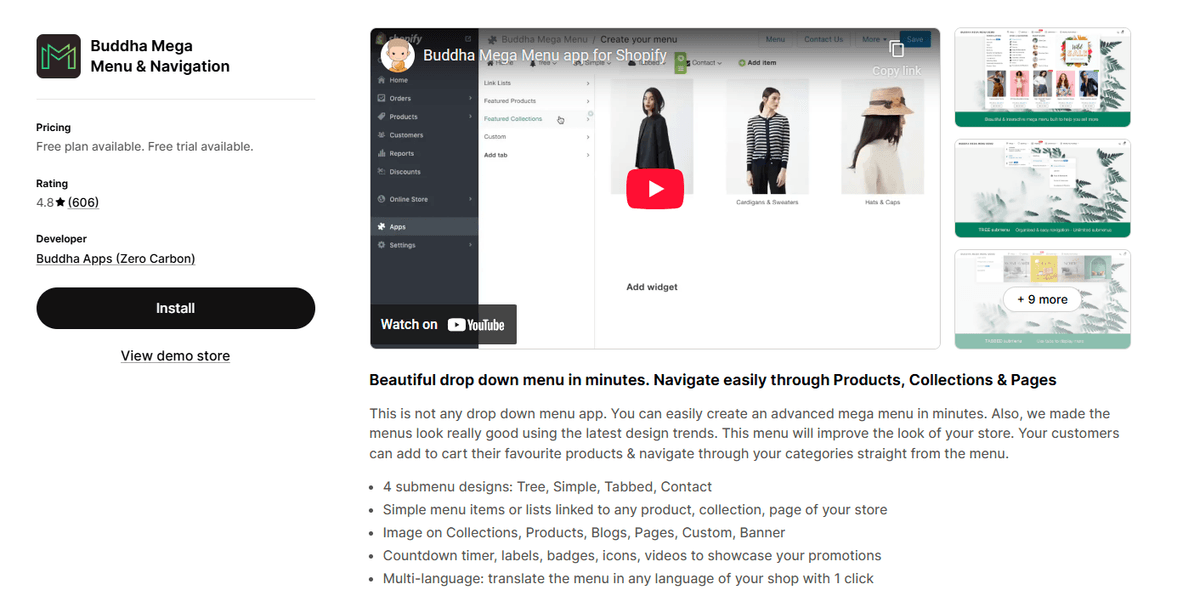 Buddha Mega Menu & Navigation