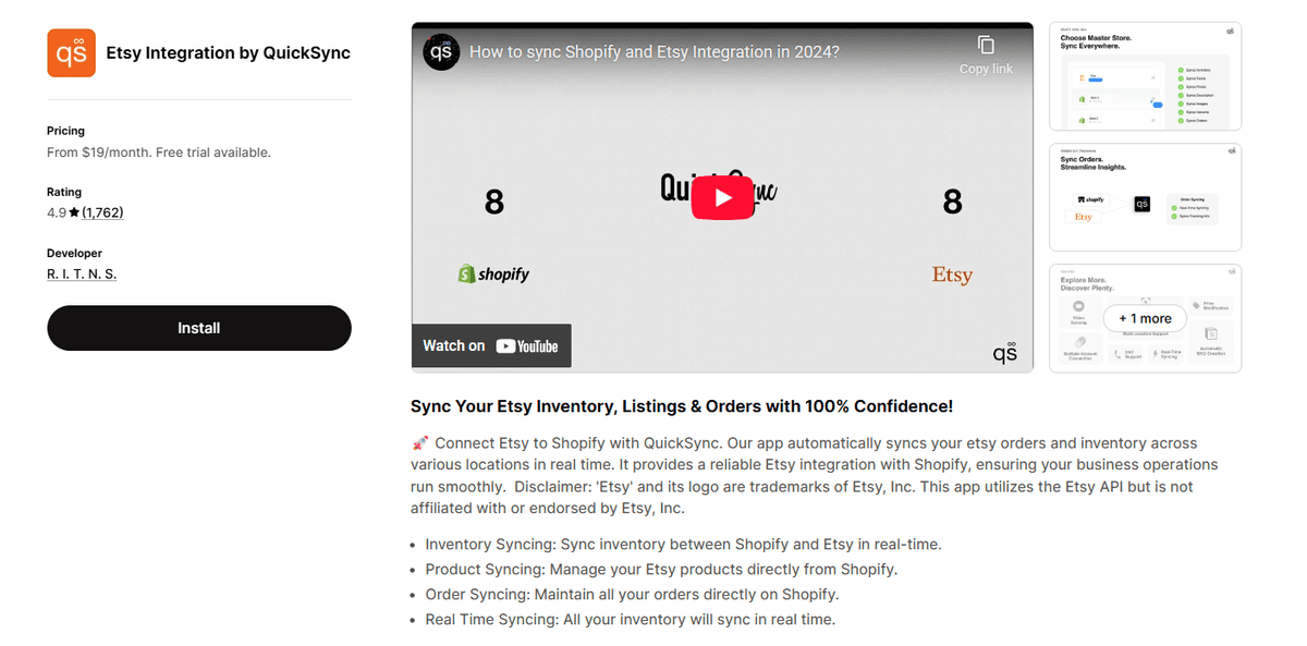 Etsy Integration by QuickSync