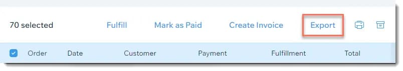 Export Orders On Wix