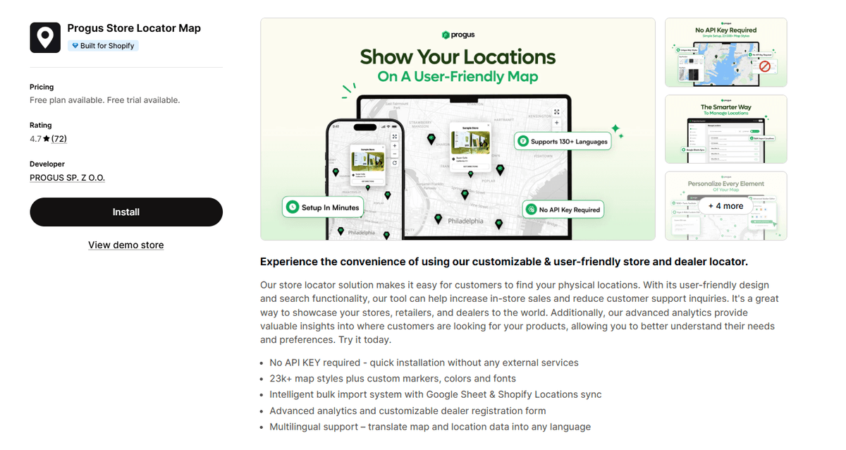 Progus Store Locator Map