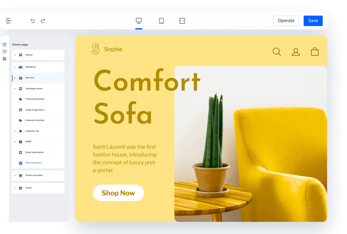 Shopline interface