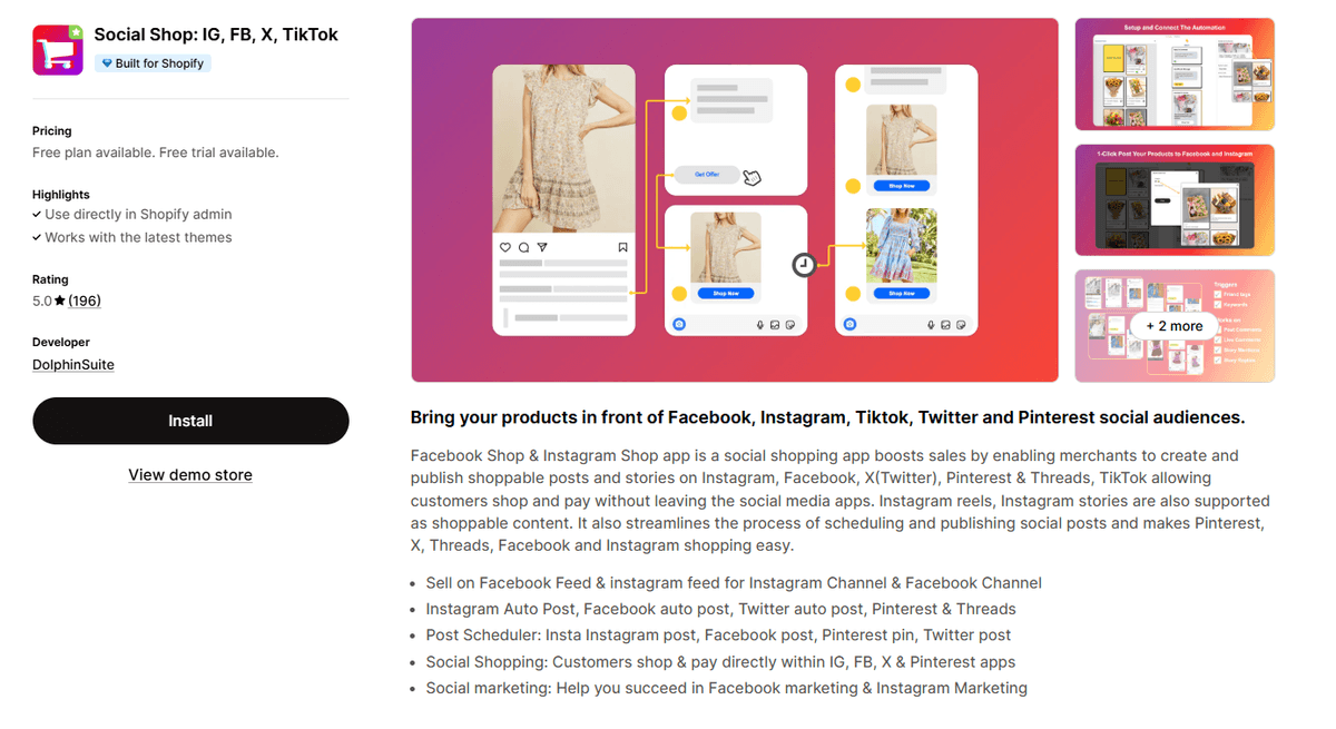 Social Shop: IG, FB, X, TikTok