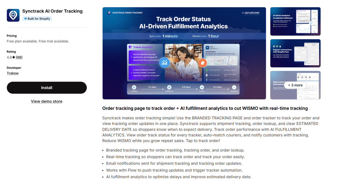 Synctrack Ai Order Tracking Applisting