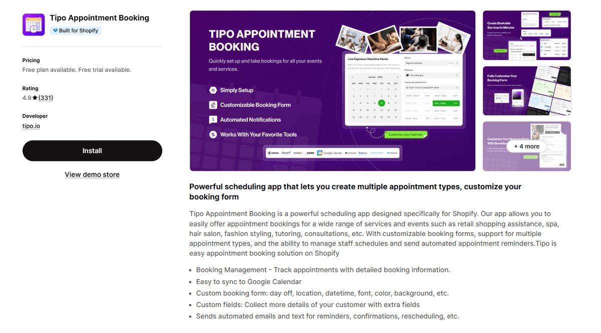 Tipo Appointment Booking