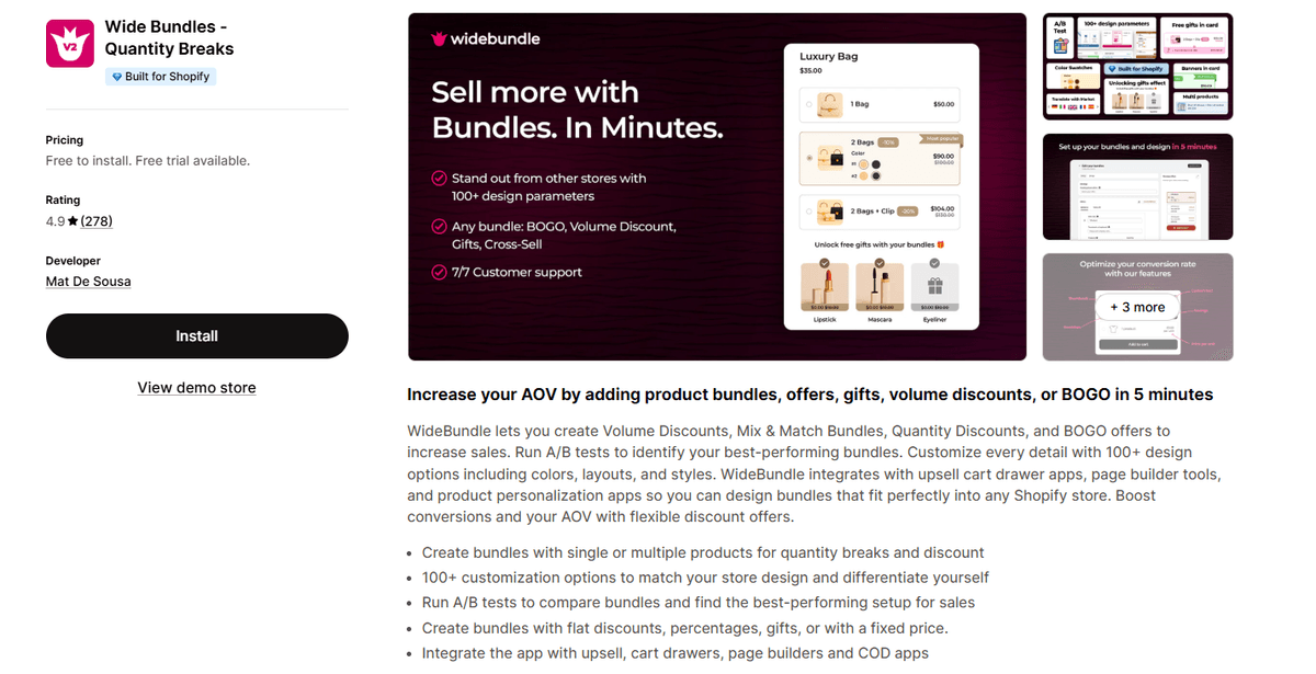 Wide Bundles ‑ Quantity Breaks