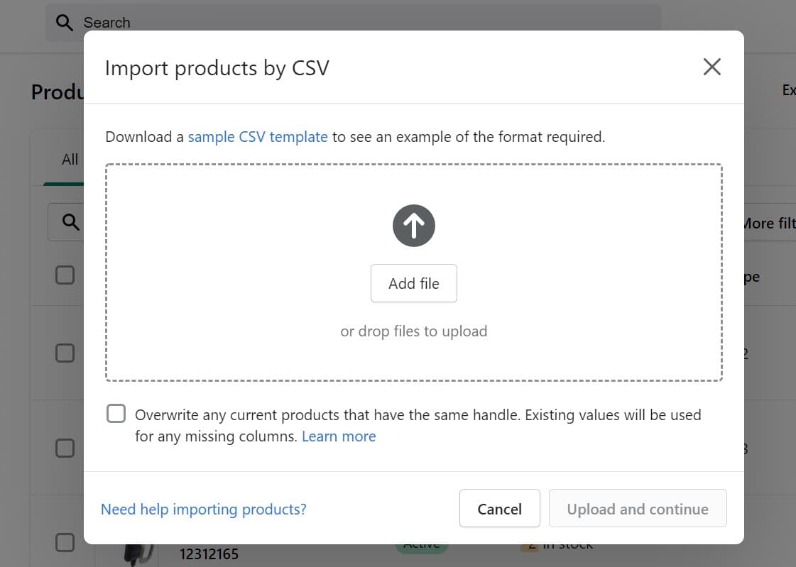Import Product Add File