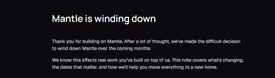 Mantle is winding down