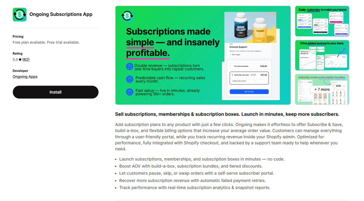 Ongoing Subscriptions App