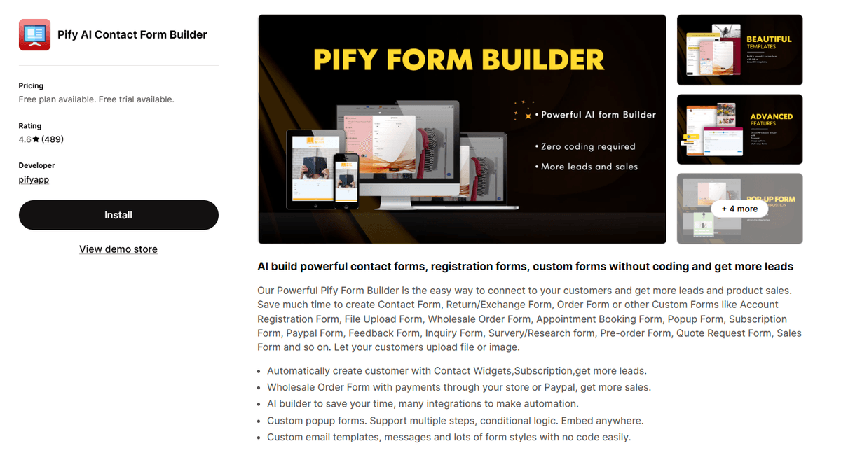 Pify Ai Contact Form Builder
