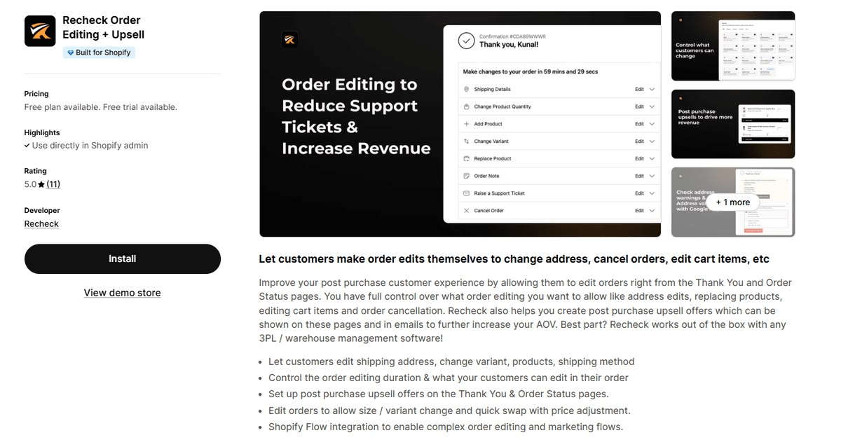 Recheck Order Editing