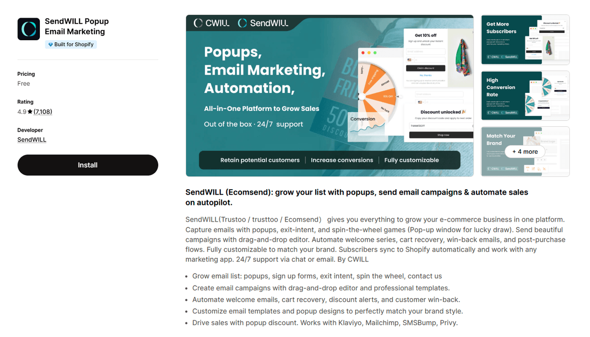 SendWill Popup Email Marketing