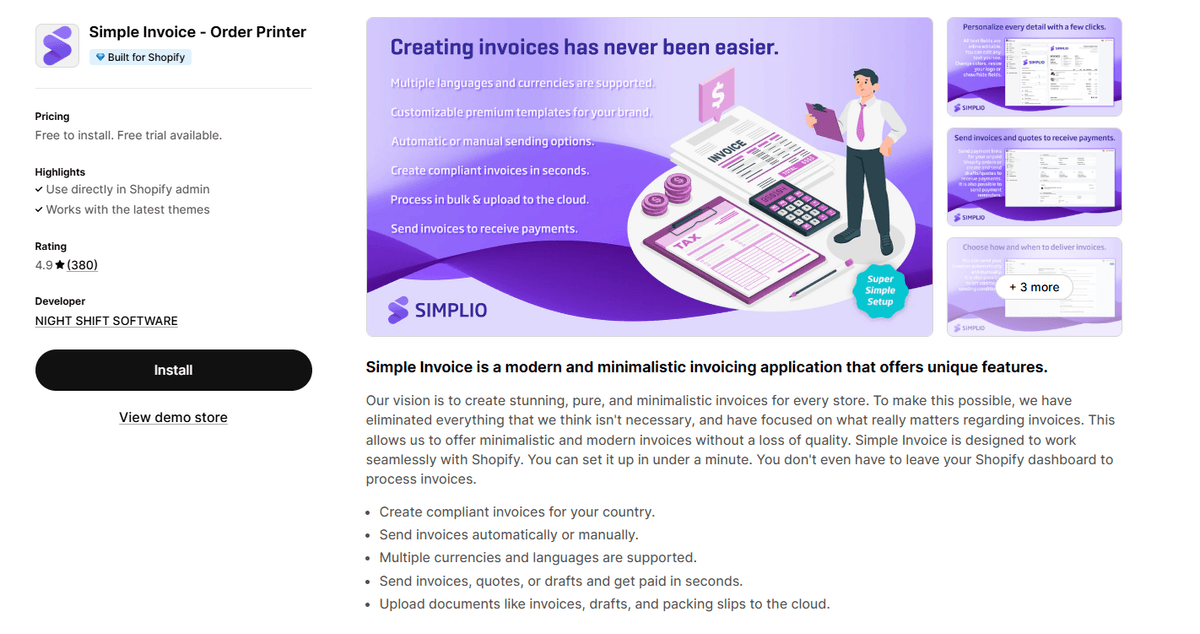 Simple Invoice ‑ Order Printer