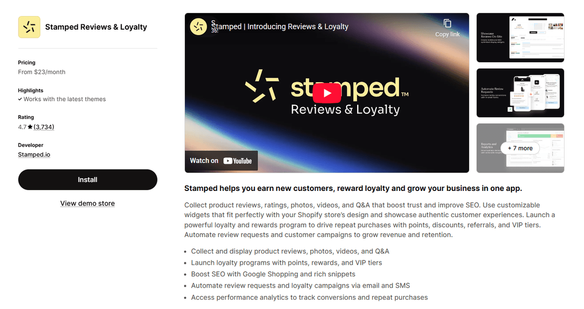 Stamped Reviews & Loyalty