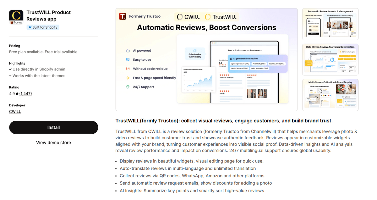 TrustWILL Product Reviews app