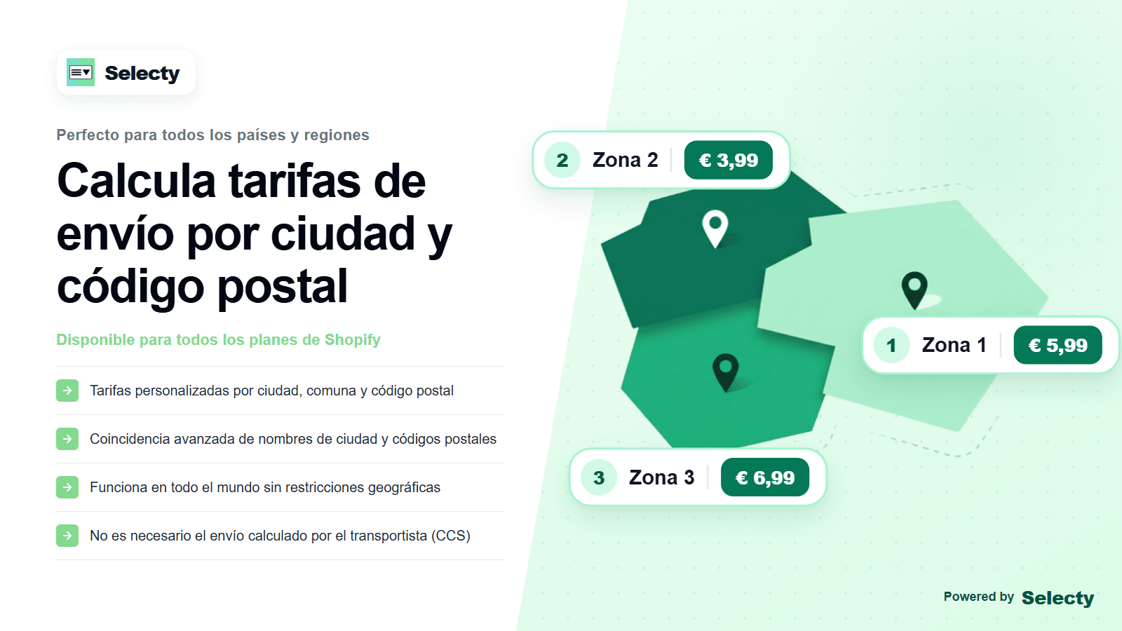 Calcula tarifas de envío por ciudad o código postal en Shopify