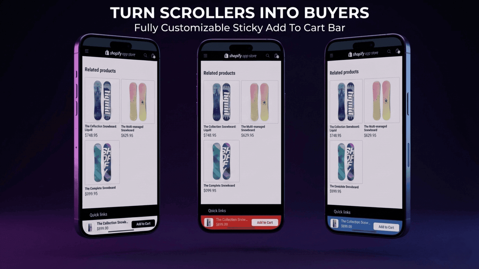Customizable sticky add to cart bar on mobile