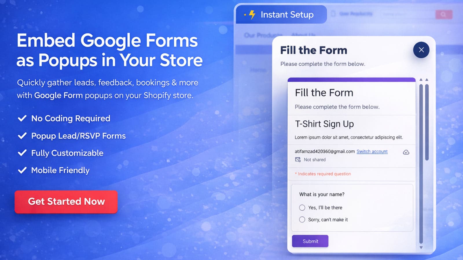 google forms Popup