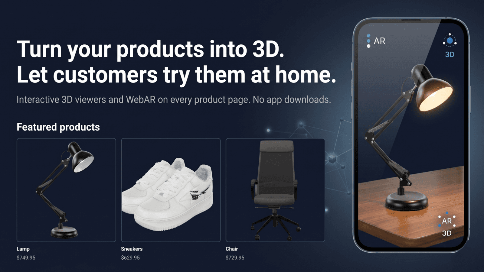 Shopify storefront with 3D products and mobile AR preview