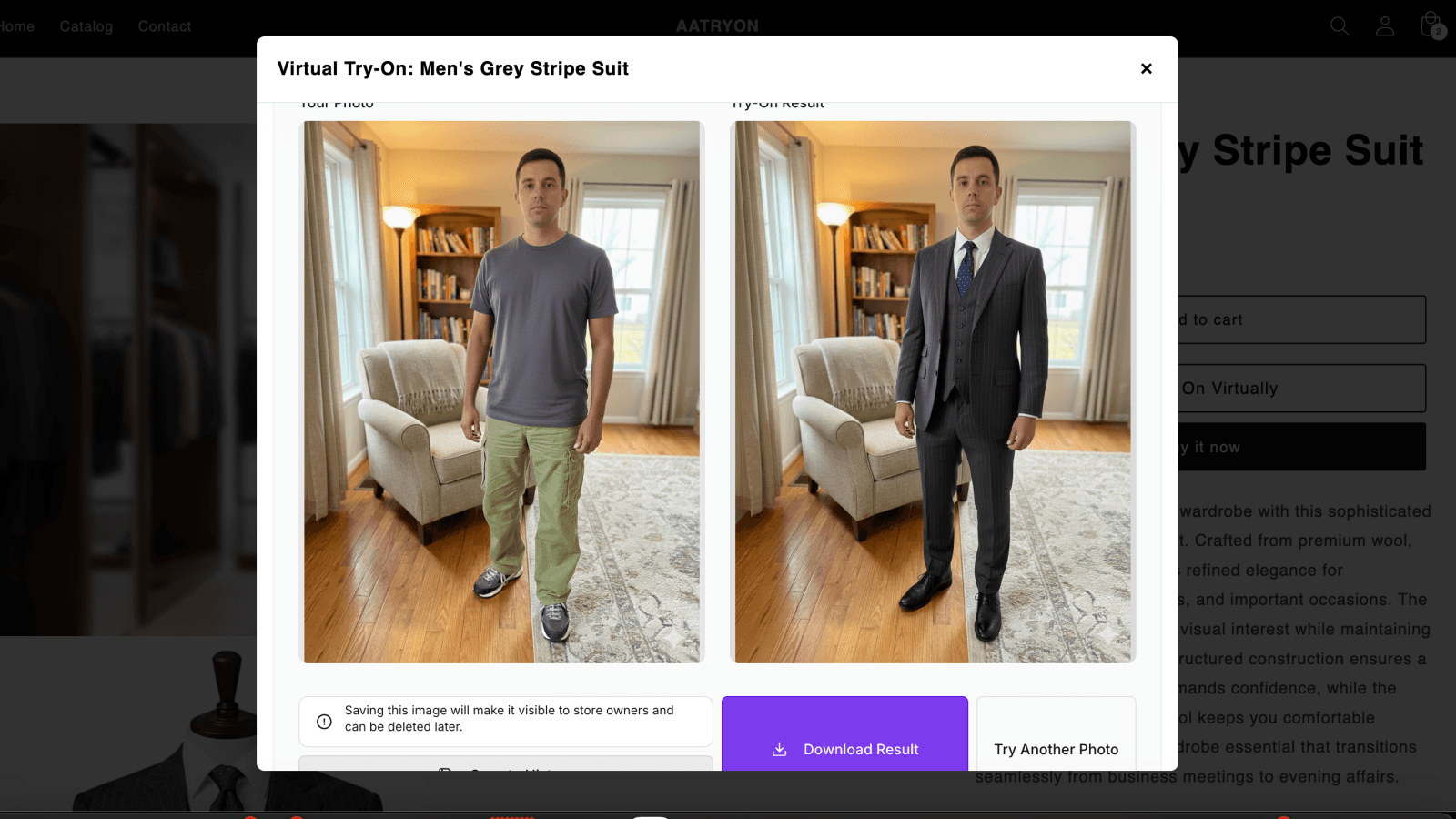 Store Front To generate Virtual Tryon Image for Mens Suit
