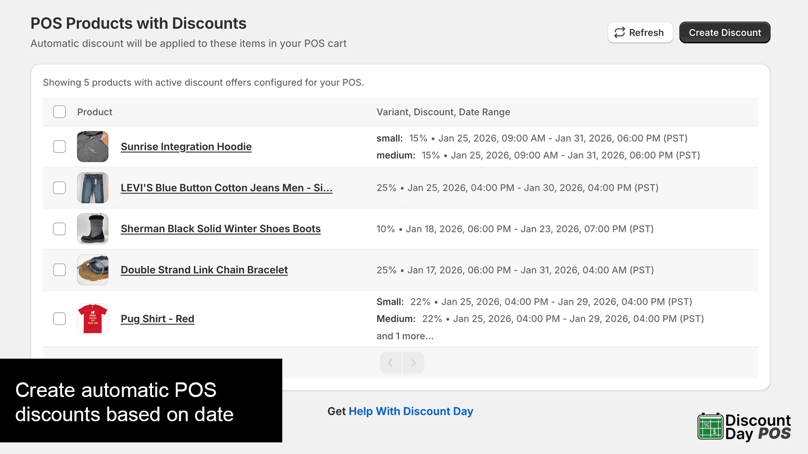 Automatic POS discounts based on date range