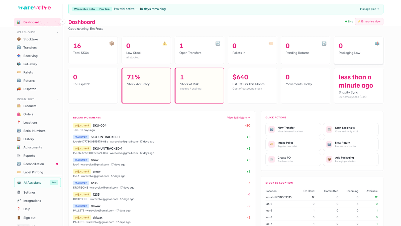Warevolve WMS for Merchants