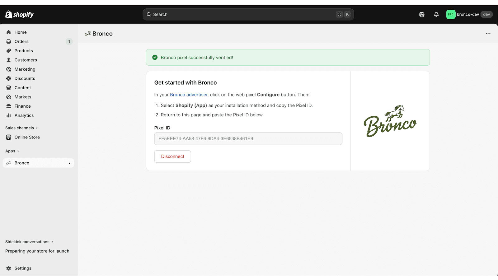 Bronco tracking pixel setup is easy.