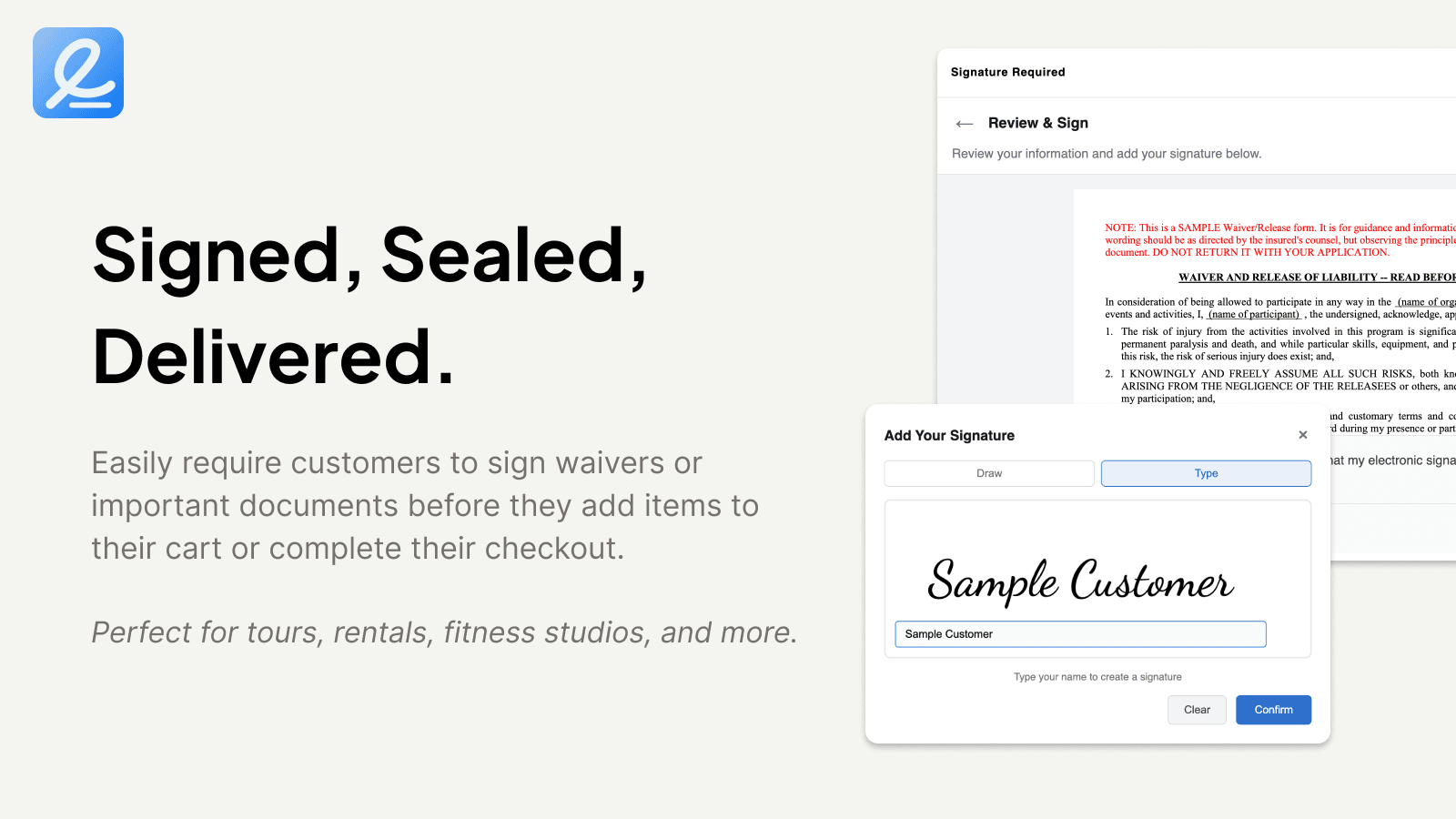 Signed, Sealed, Delivered. Collect signatures with esigned.