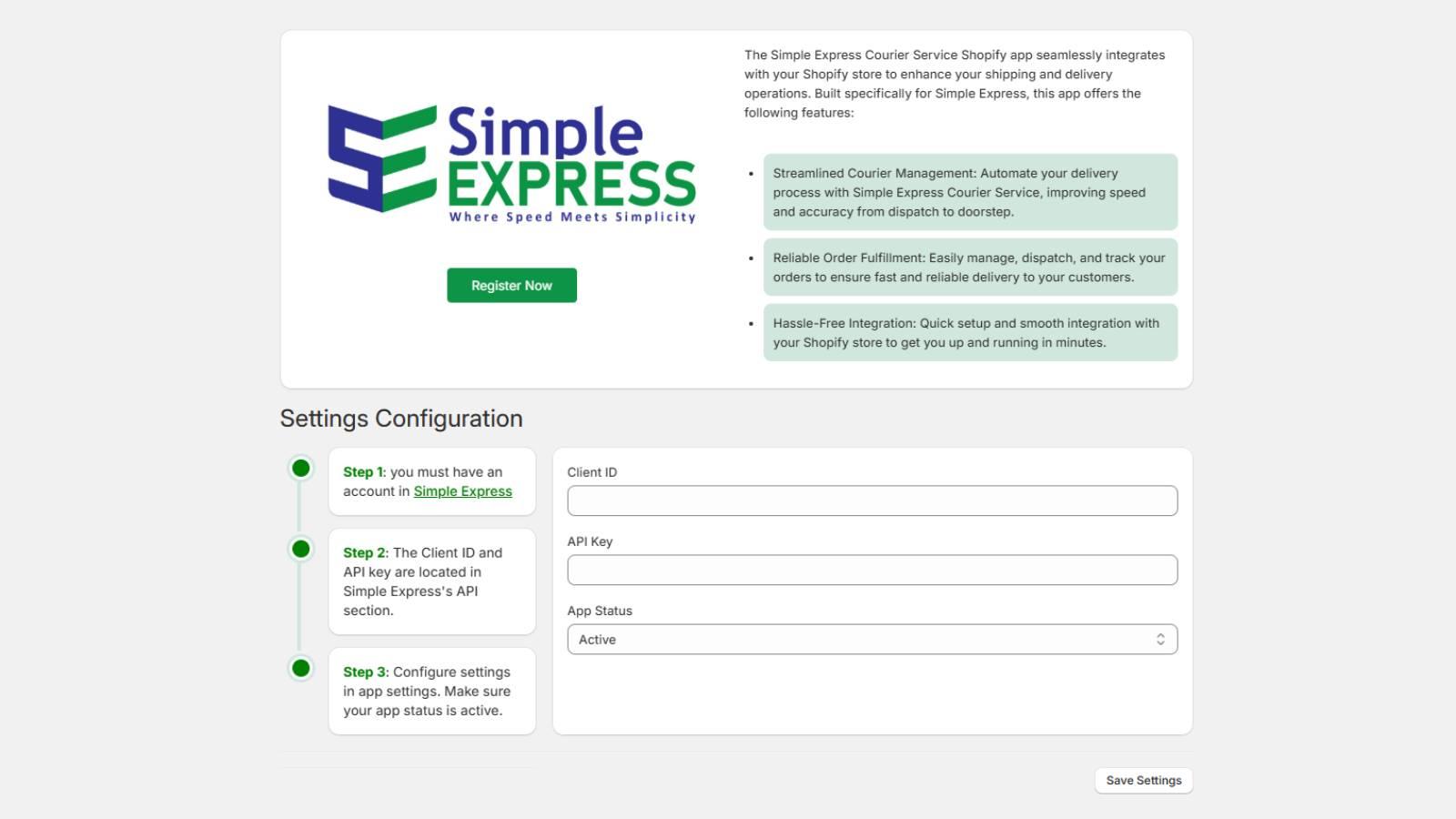 settings configuration