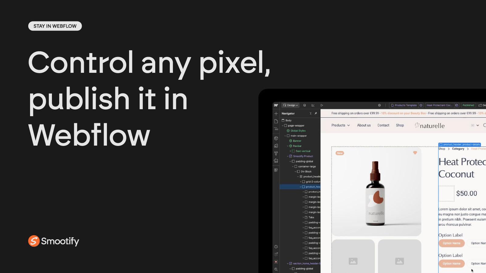 Webflow & Shopify, connnected! Smootify.io