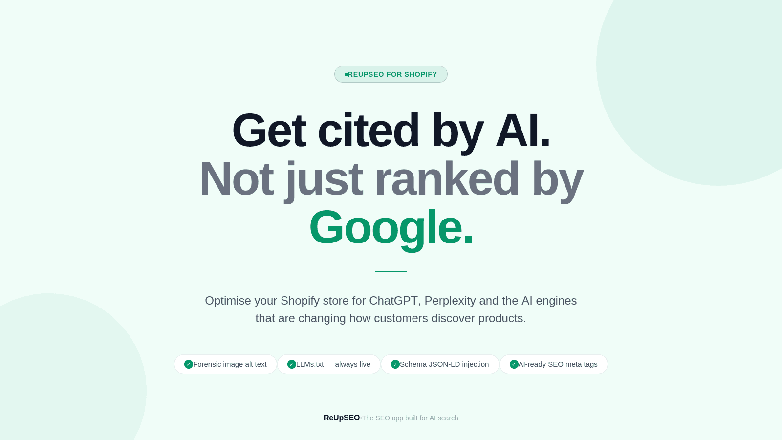 Get cited by AI. Not just ranked by Google