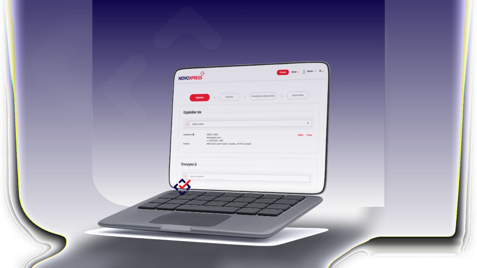 The Novoxpress showing shipping rates.