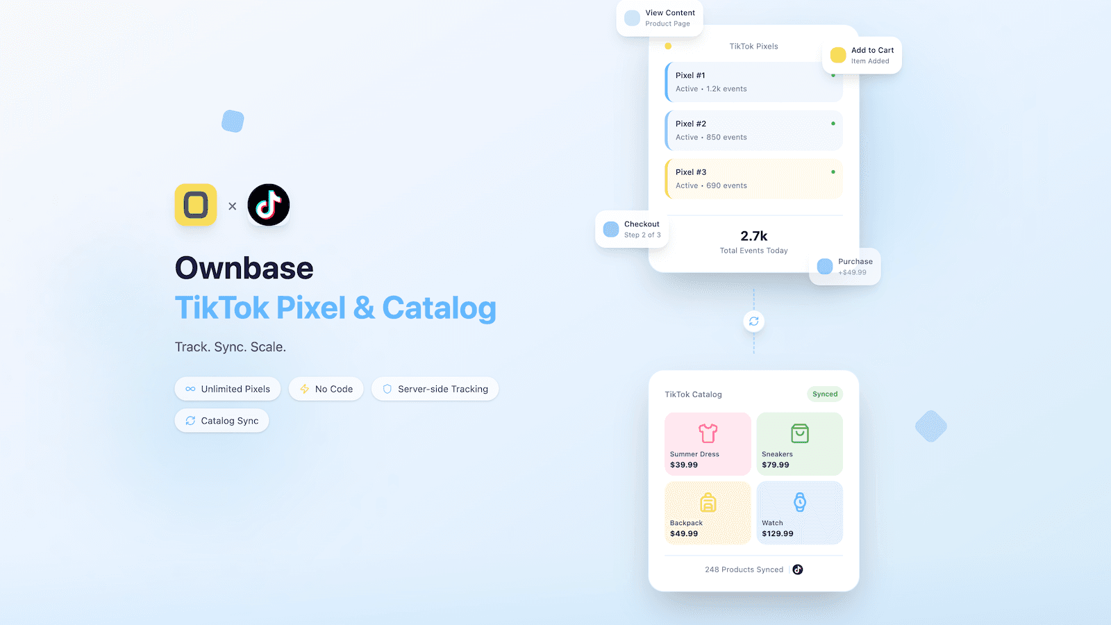 ownbase tiktok pixel & catalog
