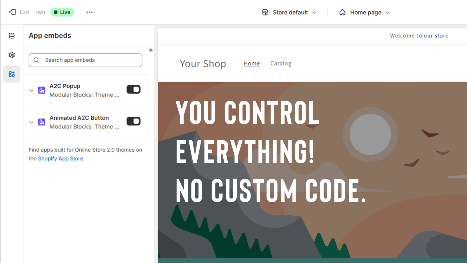 you control everything. easily enable/disable any block.