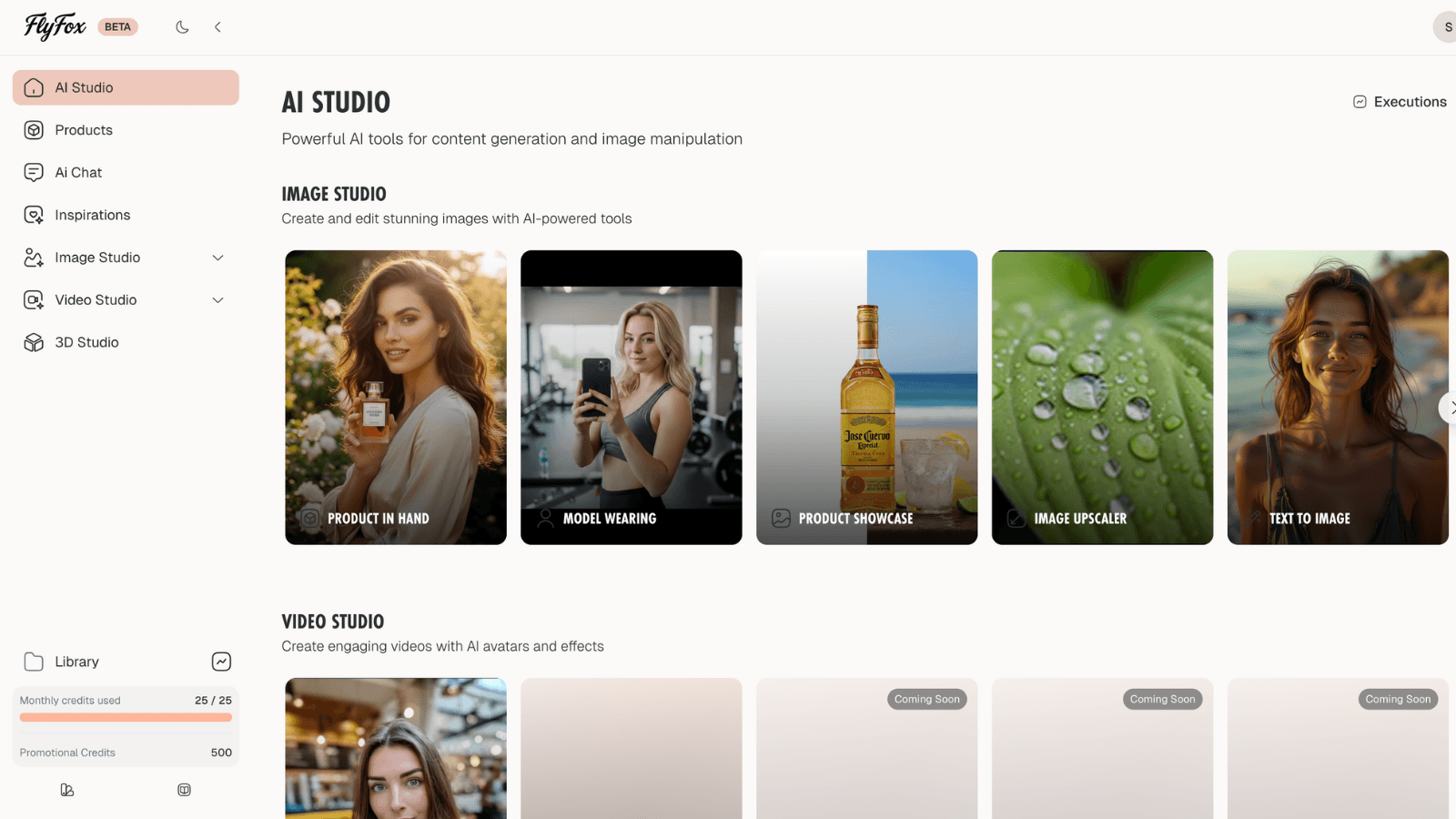 AI Studio dashboard with image creation tools.