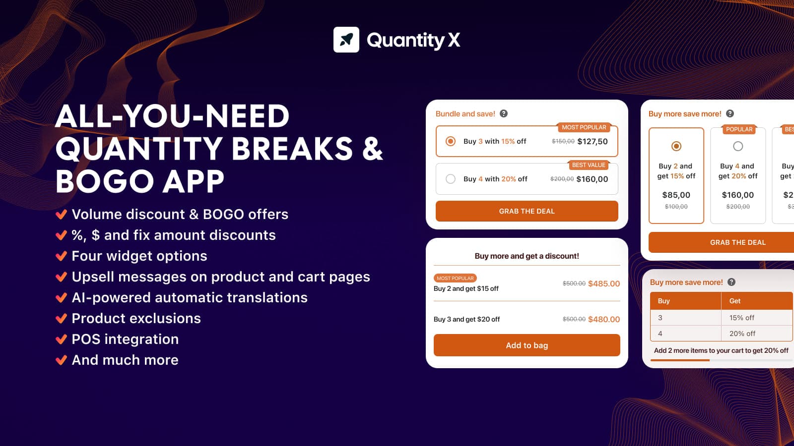 quantity x quantity breaks app