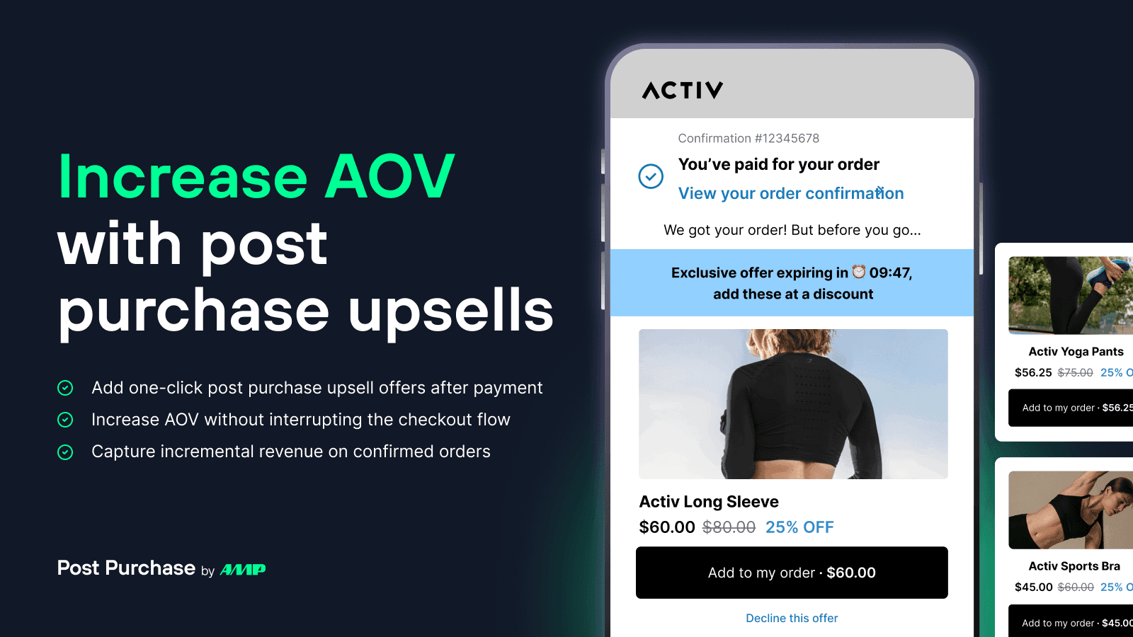 Increase AOV with post purchase upsells