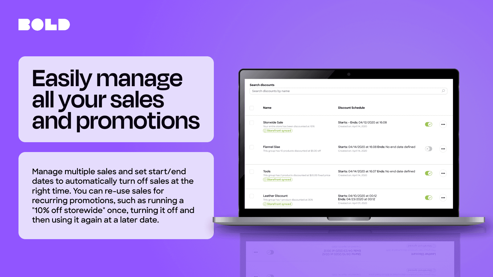 Manage sales, discount deals and product promotions store-wide