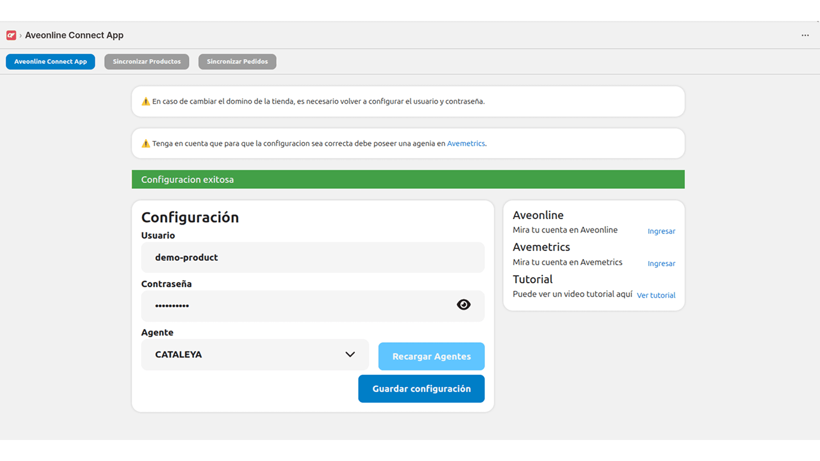 Configuracion de app