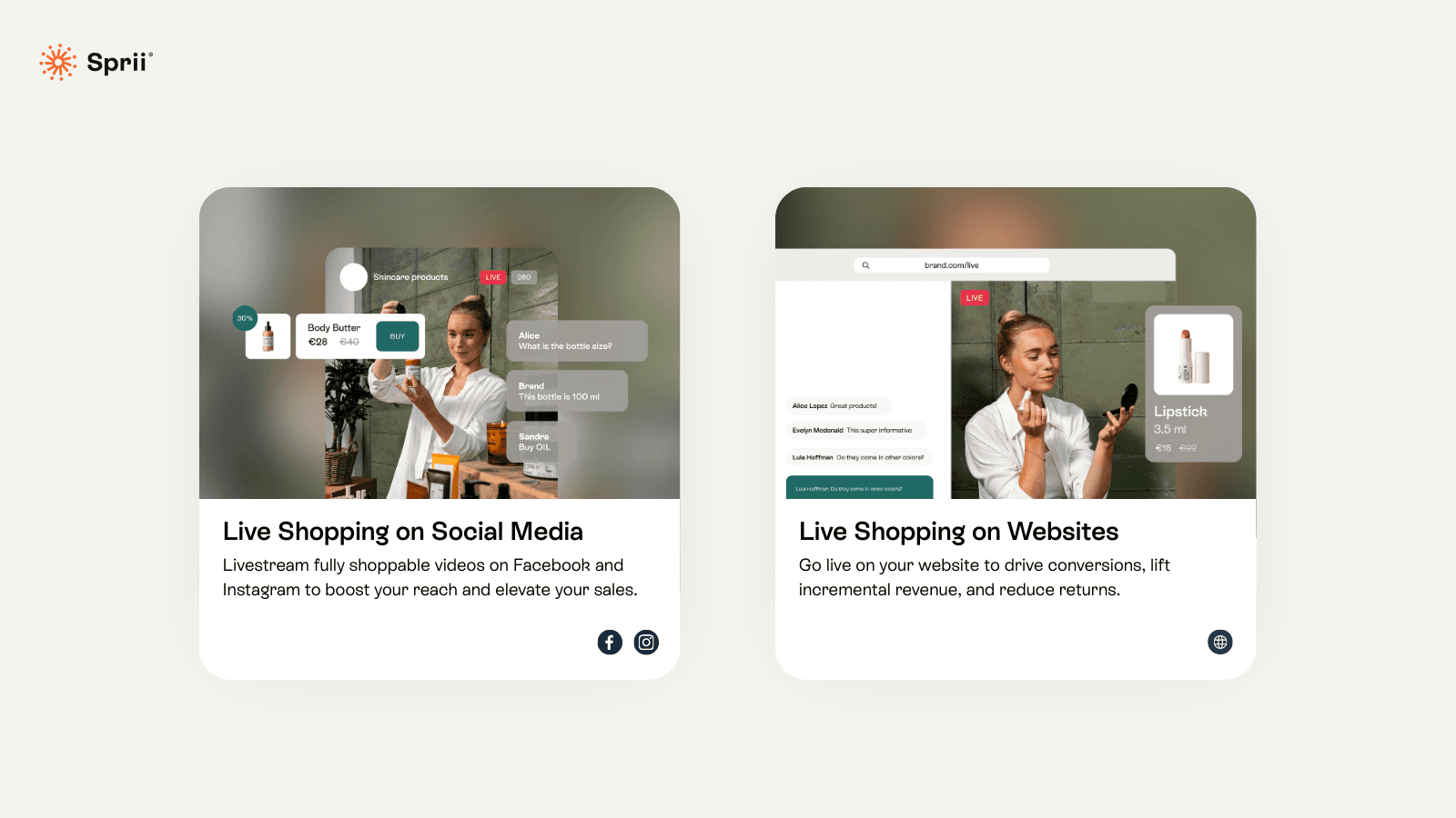 Live Shopping on Social Media and Website