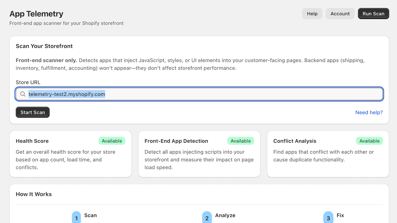Application Home Page