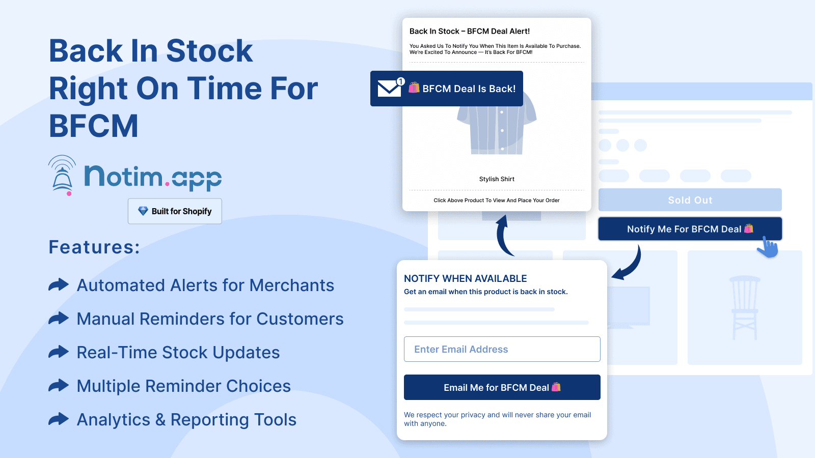 Back in Stock alerts and Out of Stock alerts - Notim