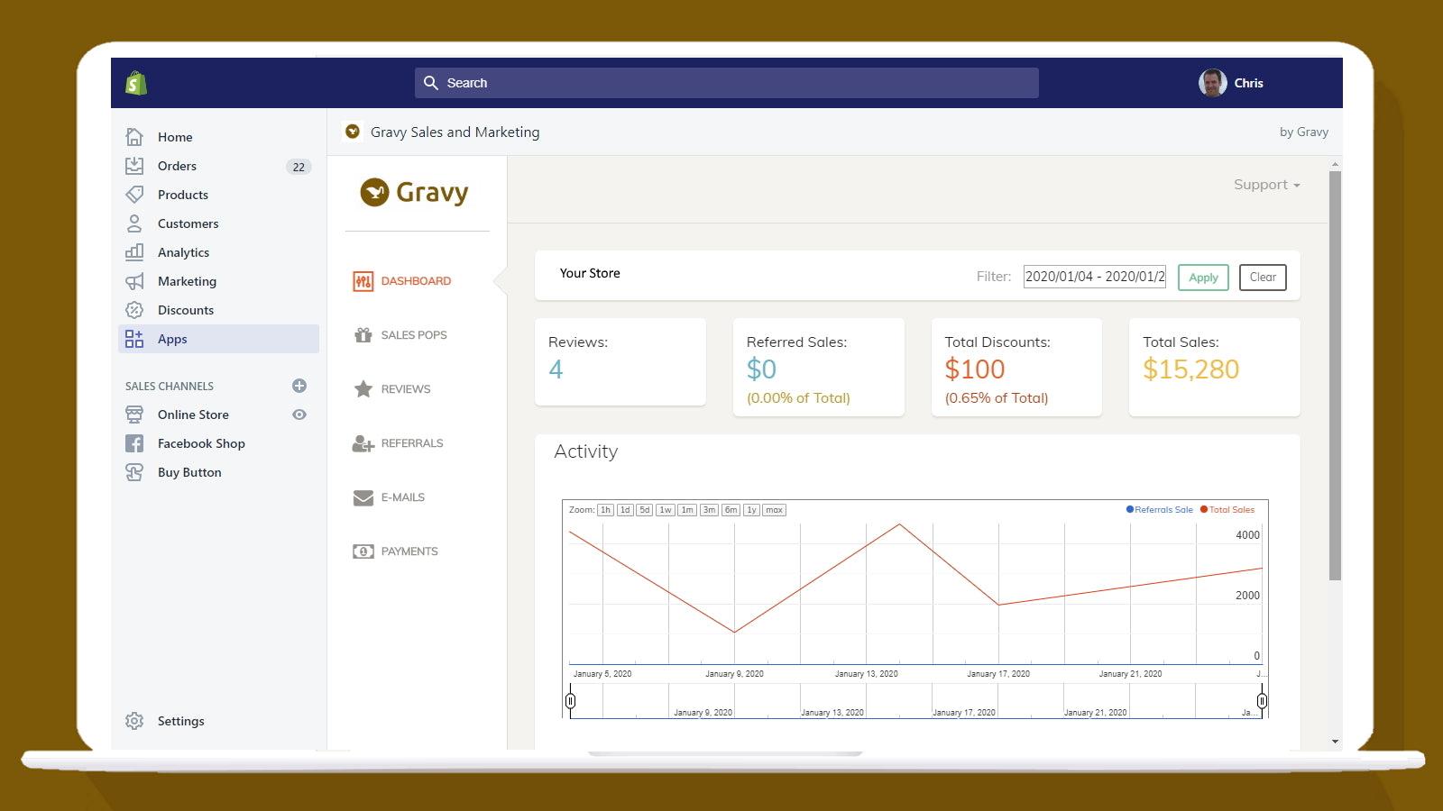 Dashboard Sales & Referrals Tracking