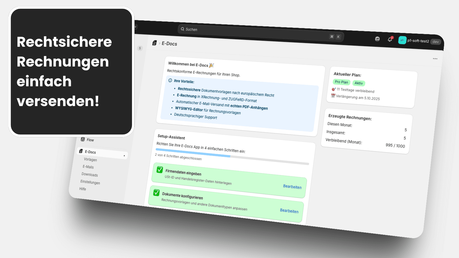 Rechtssichere Rechnungen einfach versenden!