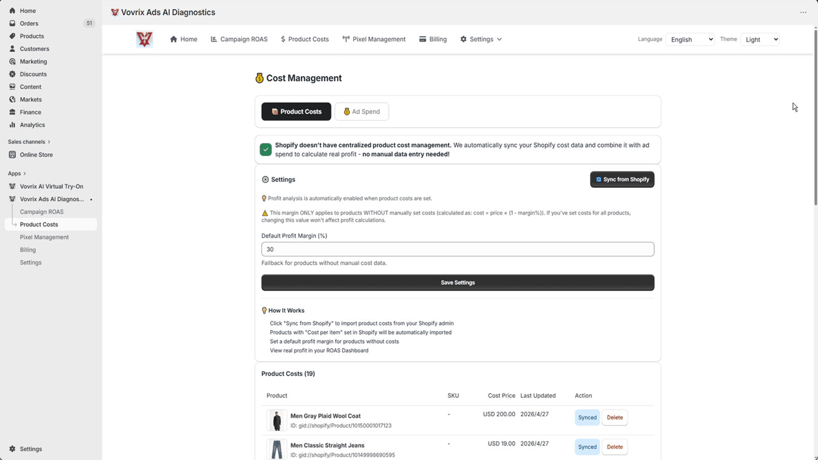 Product Costs: Configure product costs for profit analysis