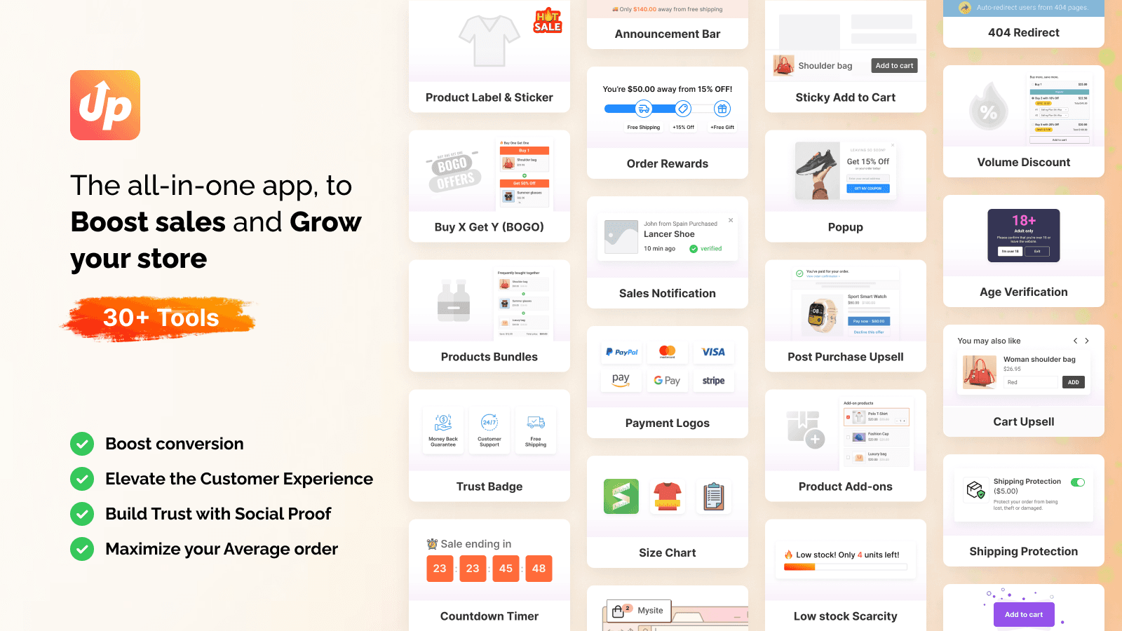 Upsell App Shopify: BOGO, Bundles, Volume Discount, Cart Upsell