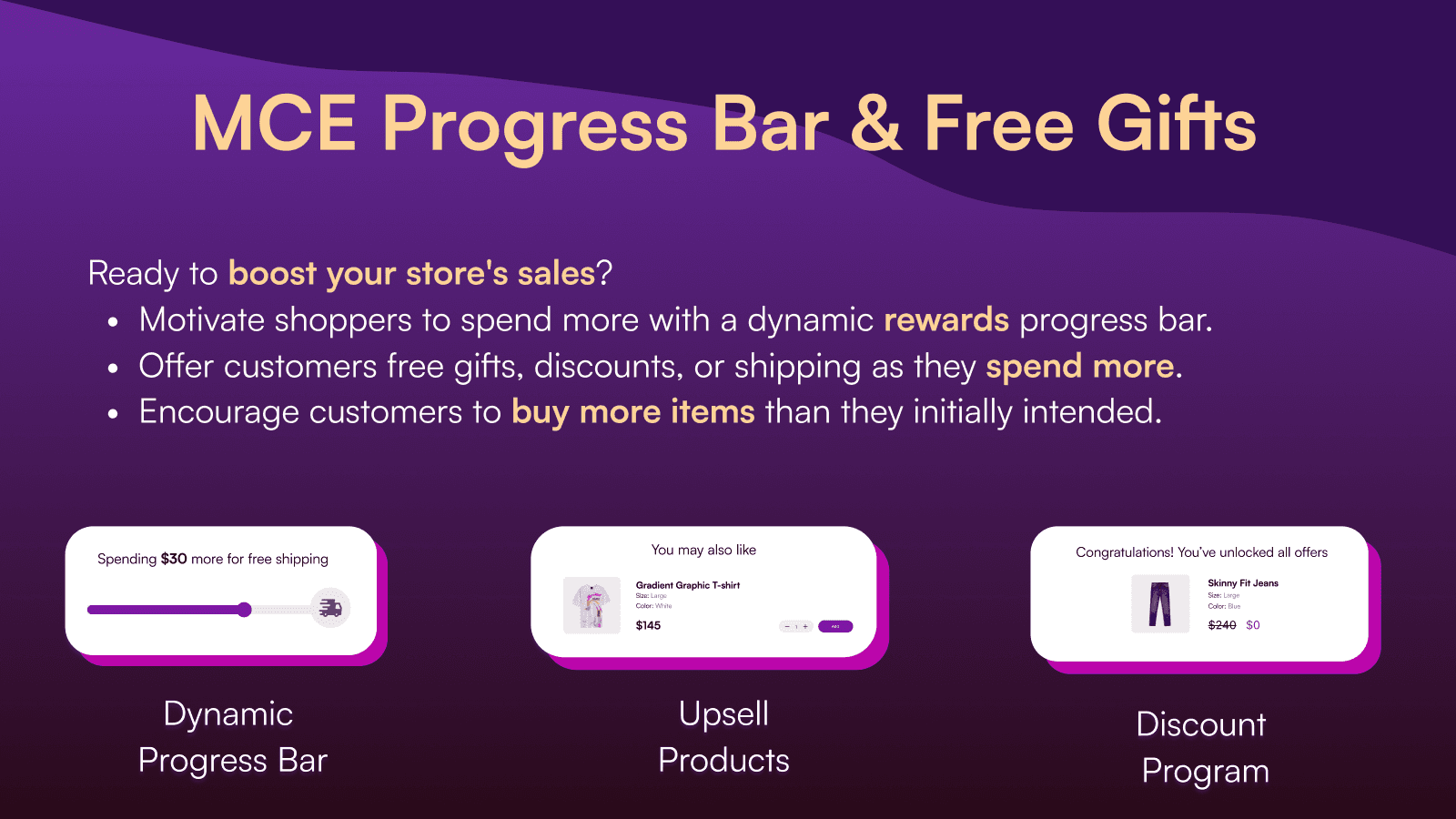 Free Shipping, auto add free gift, shipping discount