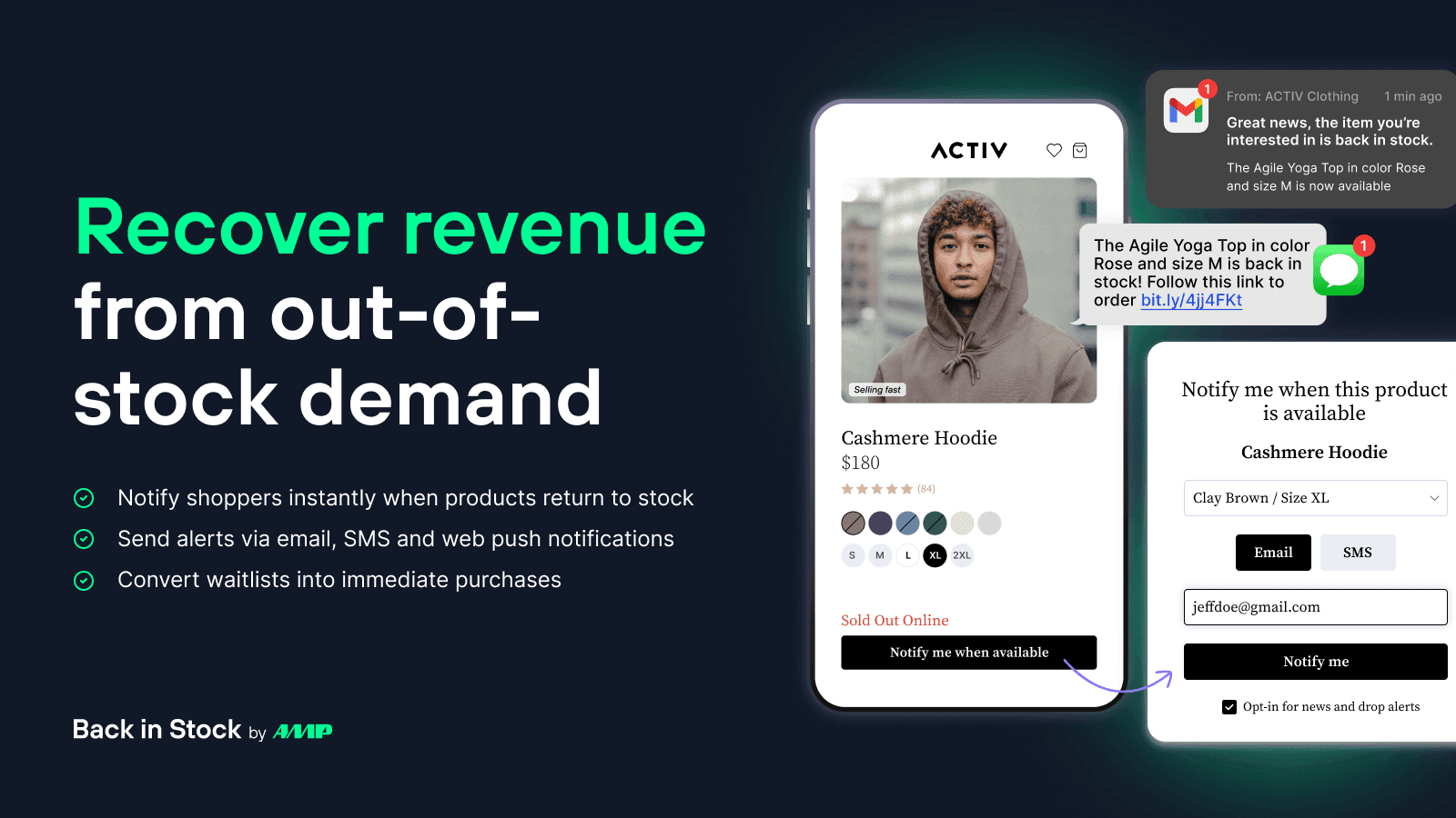 Turn restocks into sales with instant and scheduled notification