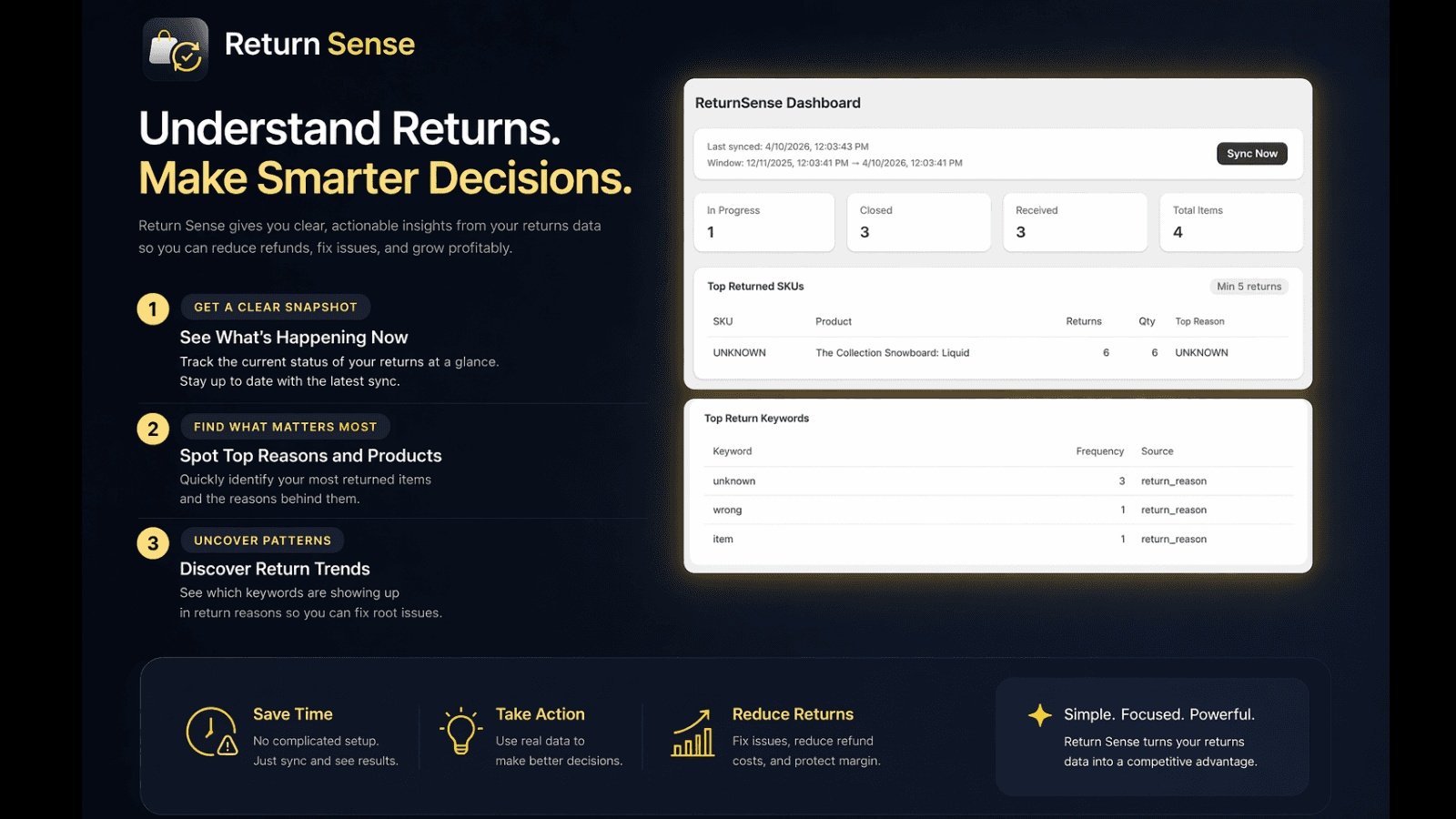 An app that helps you spot return trends, top reasons & products